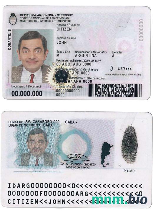 Szablon karty identyfikacyjnej Argentyny w formacie PSD, w pełni edytowalny, ze wszystkimi czcionkami, 2020 – obecnie